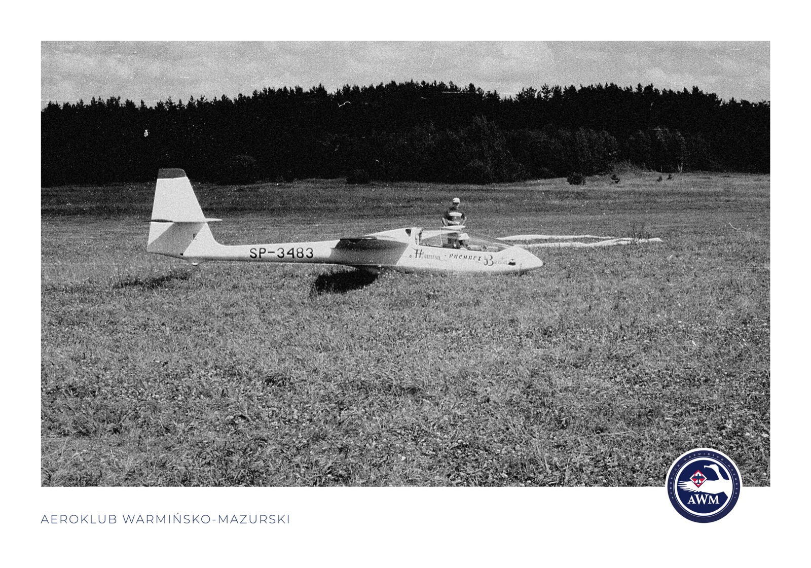Szybowiec SP-3483 na trawie